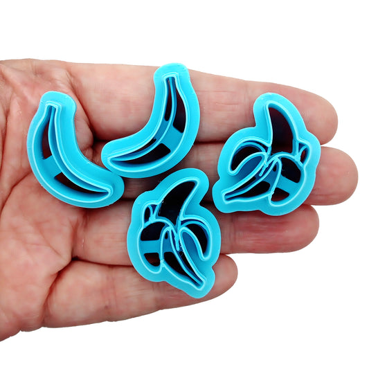 Banana clay cutters, peeled and unpeeled, set of 4