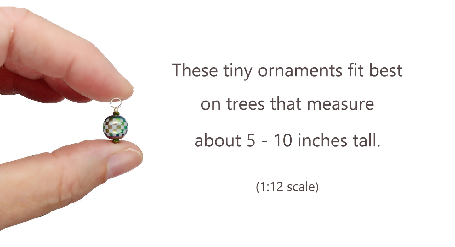 Blue & Green Miniature Glass Christmas Ornaments, 10 pieces