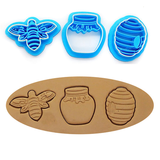 Clay cutters for spring: bee, honey pot and beehive
