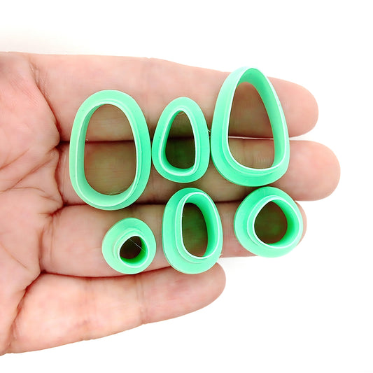 Light green clay cutters in organic shapes, 6 pieces for earrings