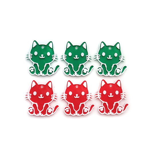 Cute kitty charms in Christmas colors: red and green