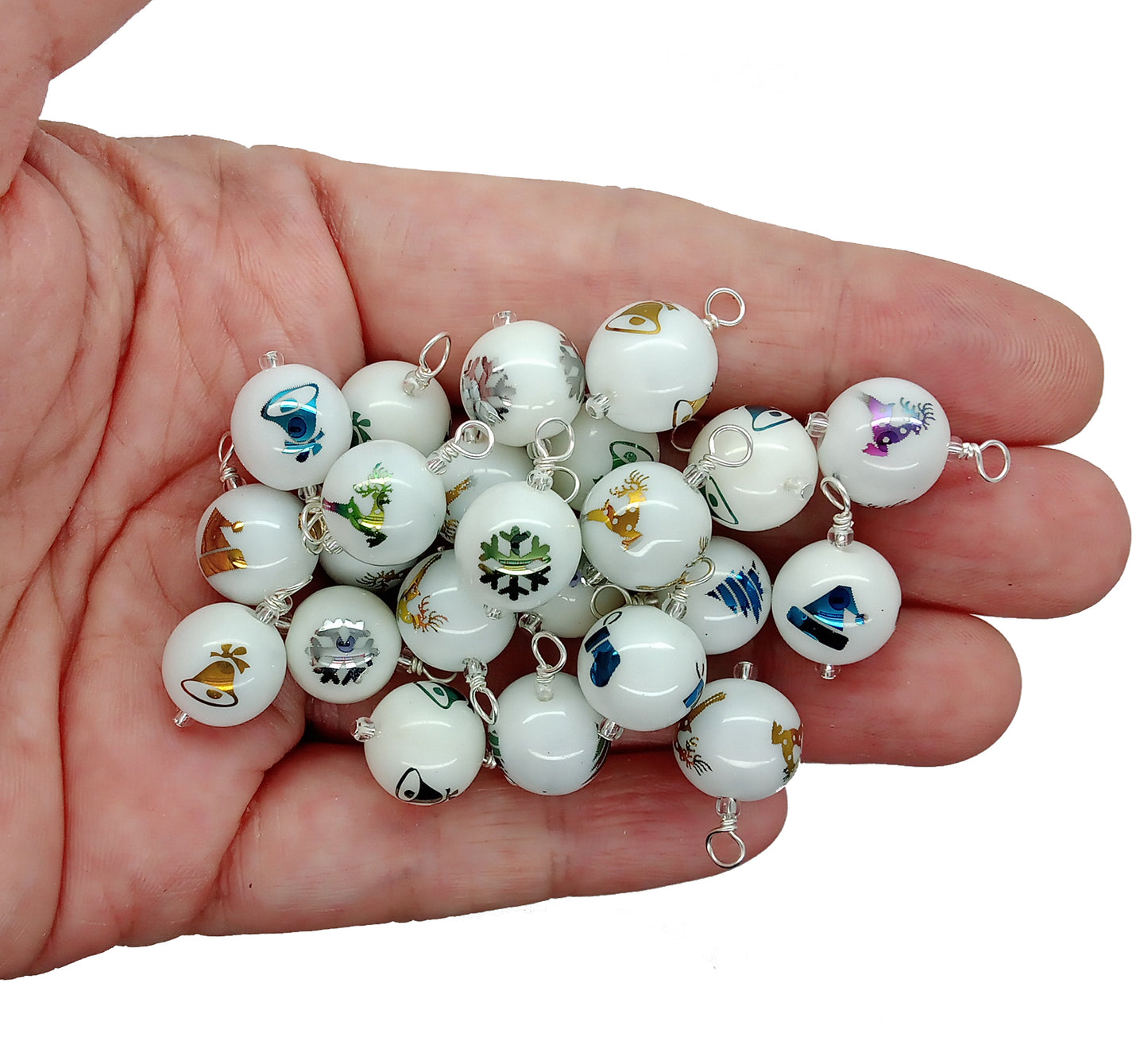 20 Miniature Glass Ornaments, Christmas Shape Mix, Tiny Tabletop or Dollhouse Trees