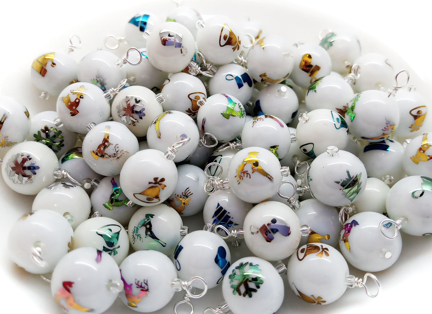 20 Miniature Glass Ornaments, Christmas Shape Mix, Tiny Tabletop or Dollhouse Trees