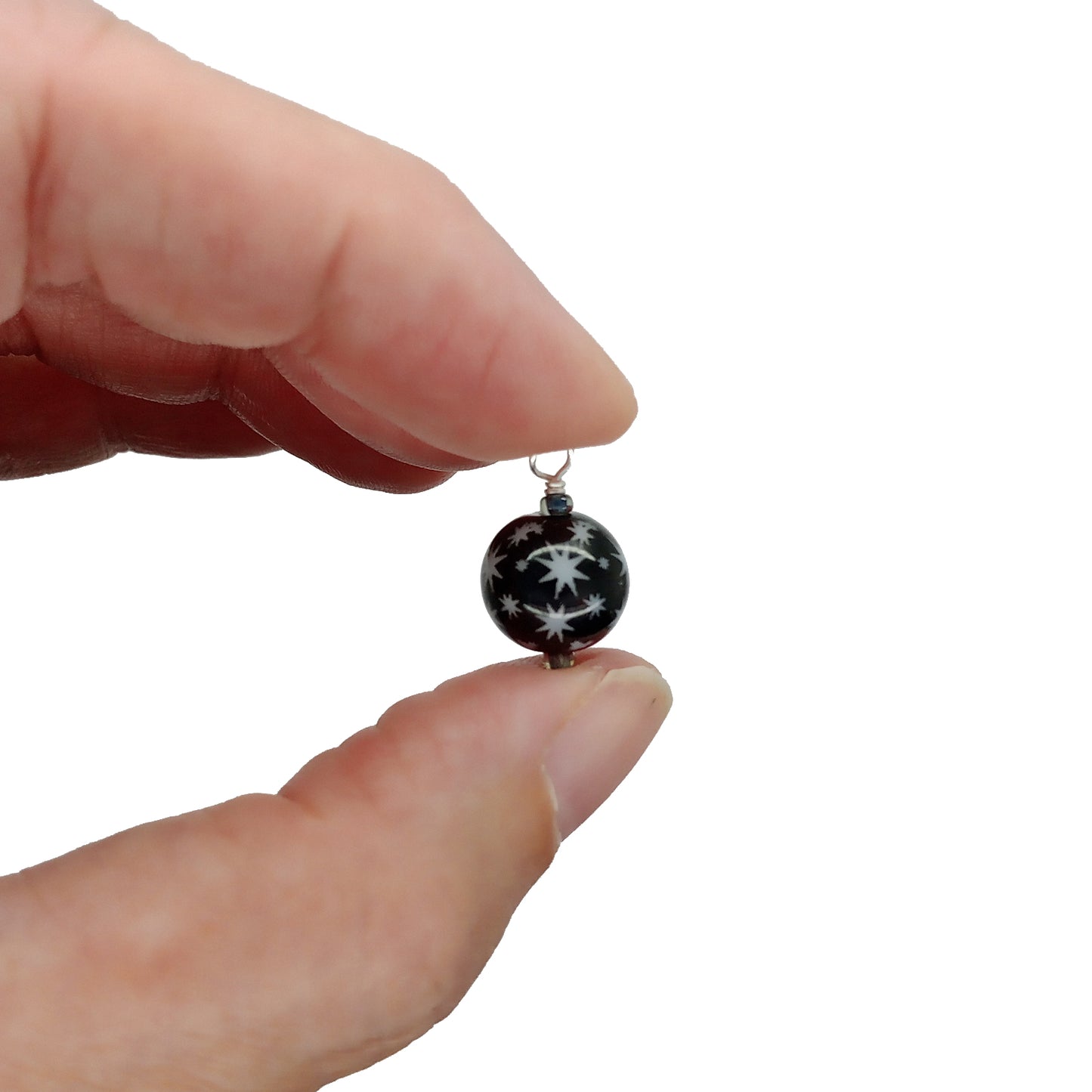 10mm Halloween Dangles, Black & Orange Glass Bead Charms, 8 pc