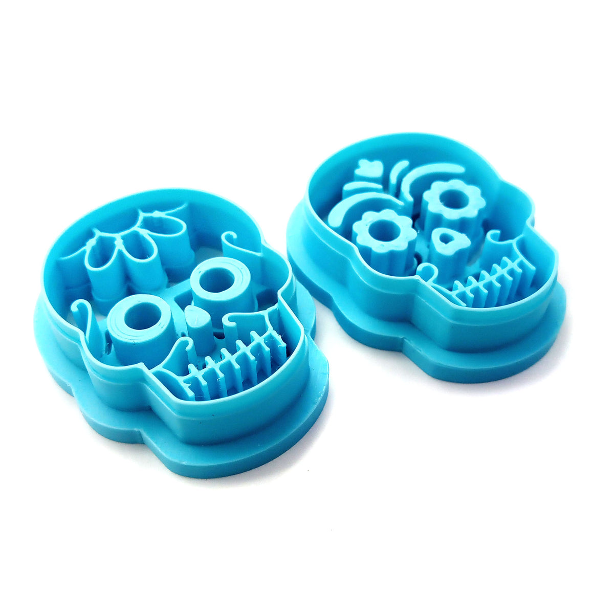 Fancy skull polymer clay cutters, sugar skulls for Day of the Dead or Halloween.