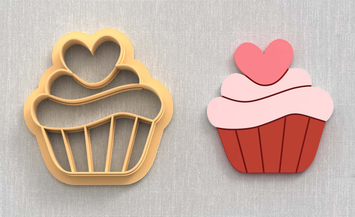 Cupcakes with hearts polymer clay cutters.