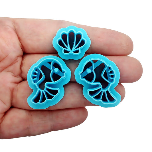 Cute fish and seashell polymer clay cutters.
