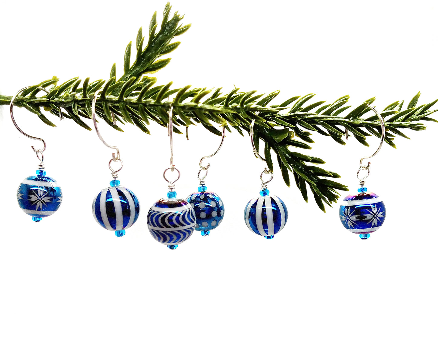 Blue Miniature Ornaments, Set of 8 Mini Glass Baubles