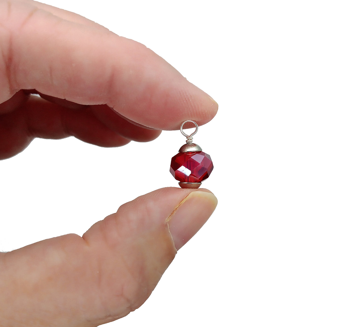 Glass Mini Christmas Ornaments in Red Blue & Silver, 8 pieces