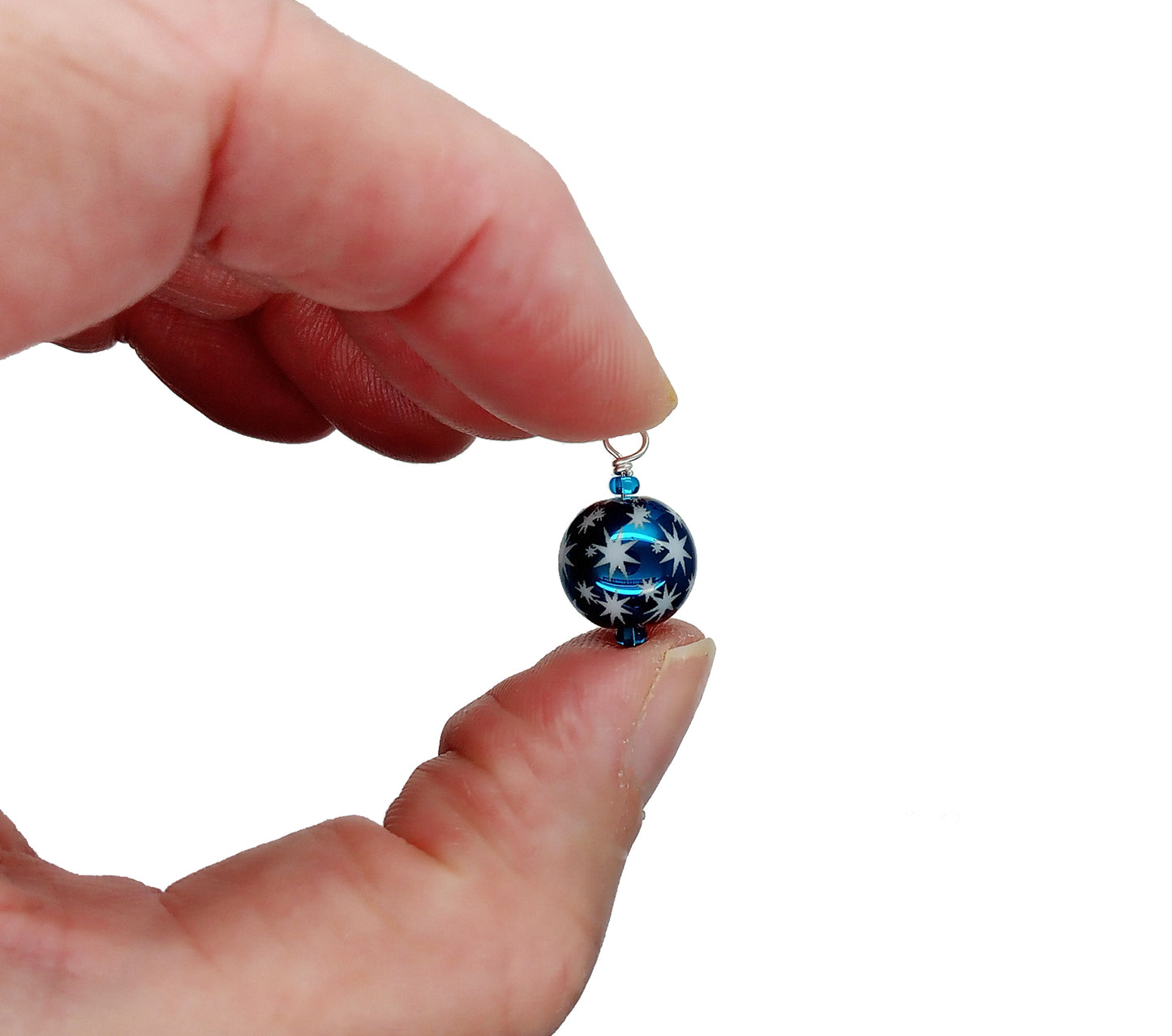 Dollhouse Miniature Ornaments, Blue Glass Christmas Baubles, 8 pcs