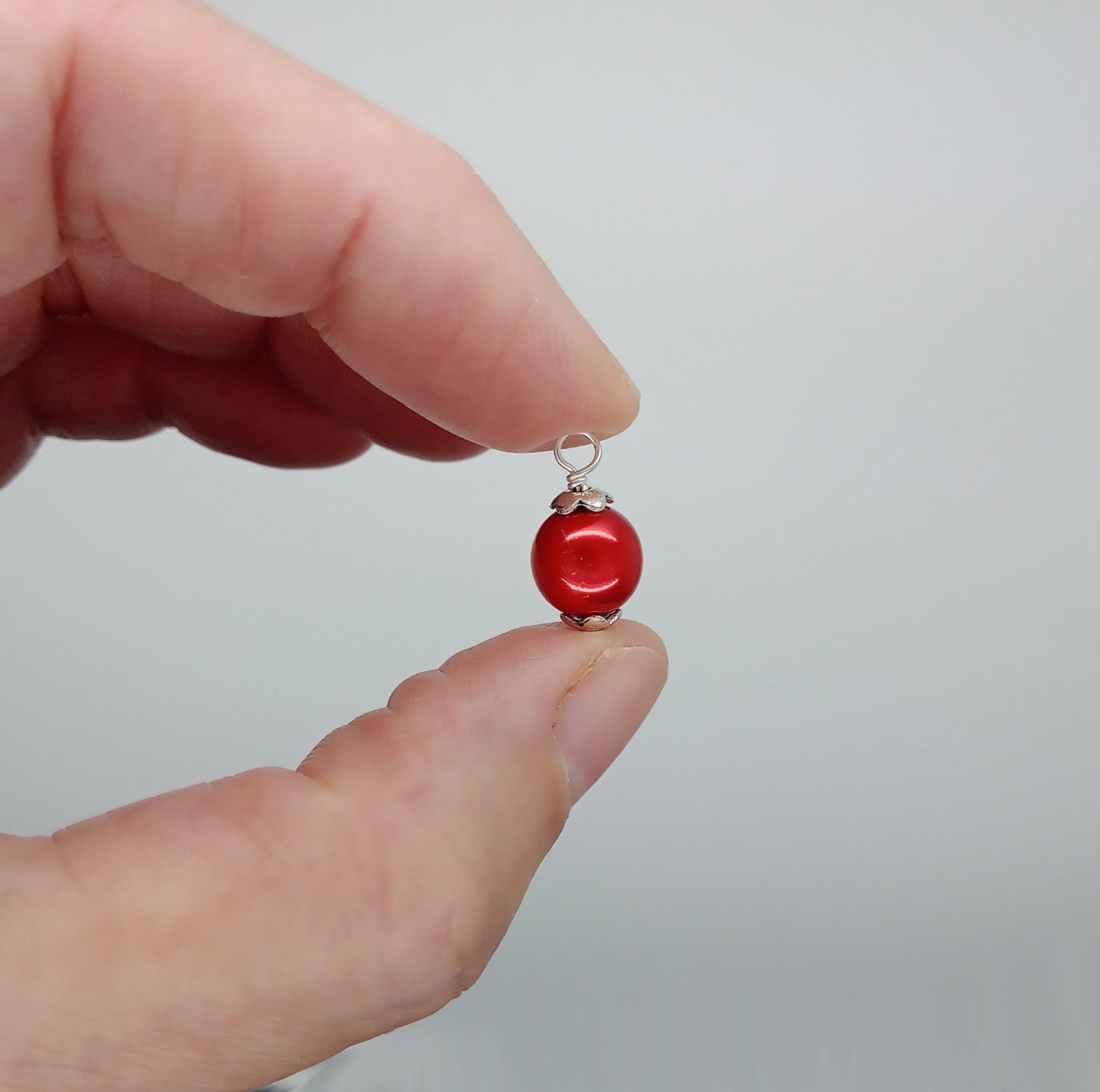 Mini Christmas Ornaments, 8pc, Red White & Green Glass Balls, 1/2 inch long