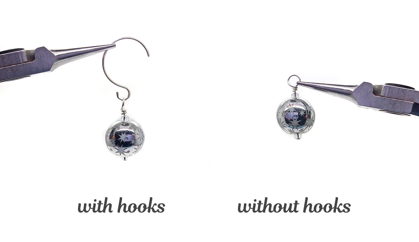 Miniature Christmas Ornaments, 8 pc, Blue Snowflakes & Silver Balls
