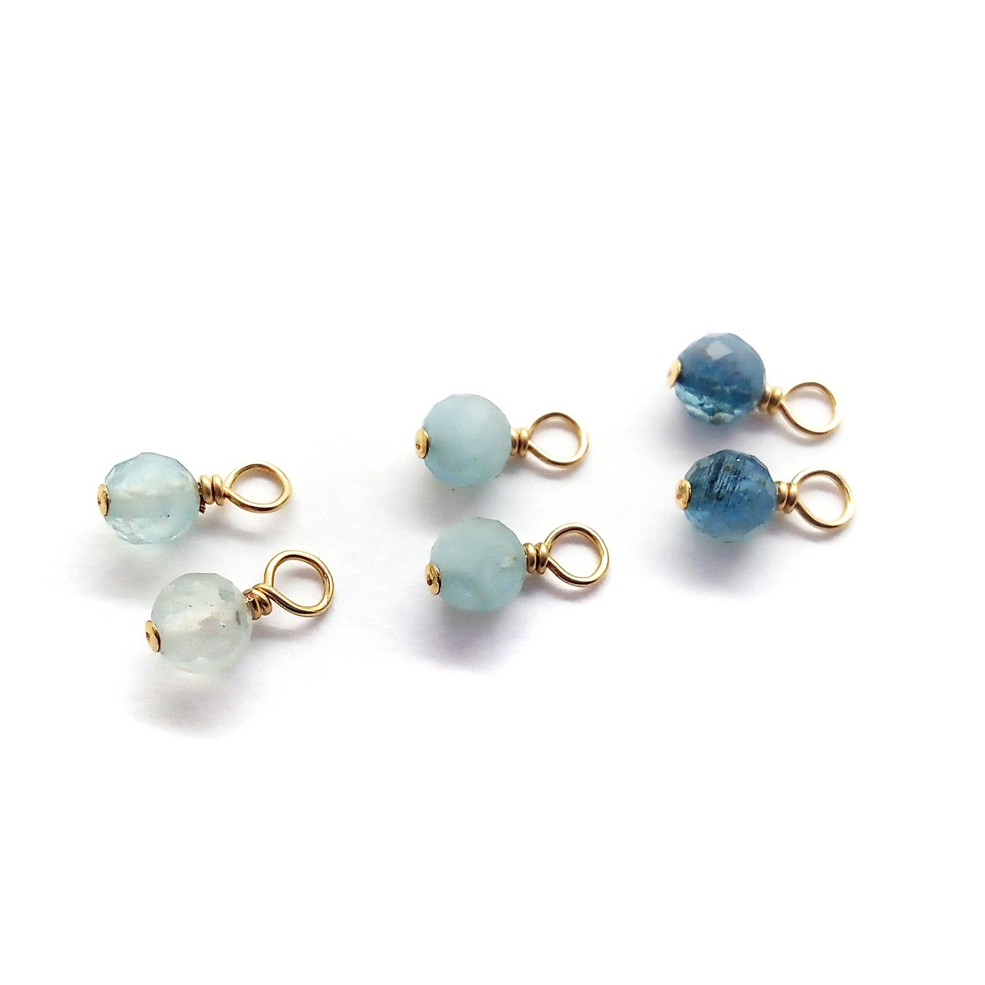4mm Aquamarine Bead Dangles, March Birthstone Charms, Pair