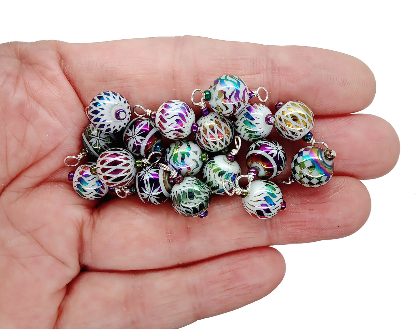 20 Tiny Christmas Ornaments, Glass Bauble Mix for 1:12 Scale or Dollhouse Trees