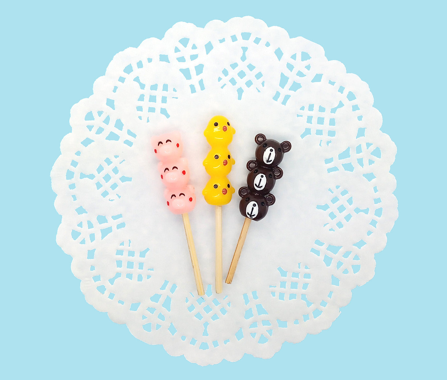 Kawaii Animal Mochi Desserts, Set of 3 Resin Miniatures