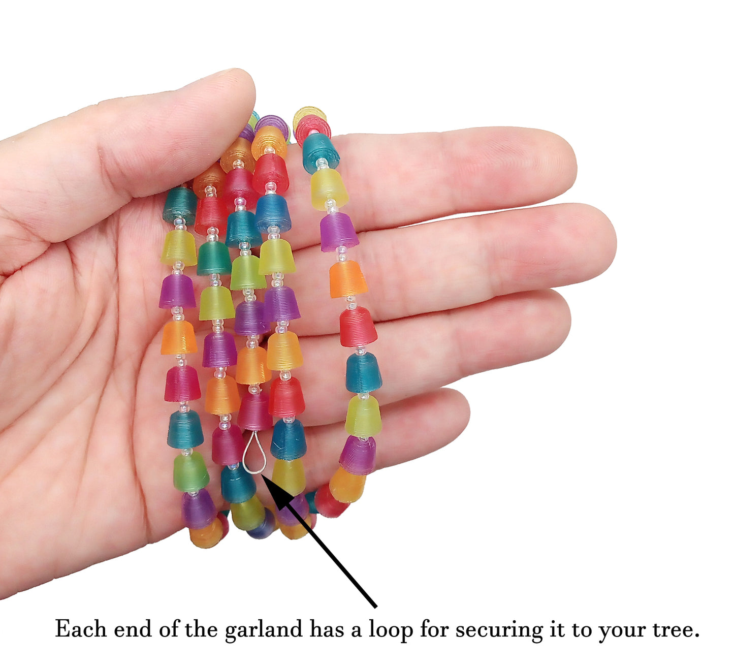 Miniature Christmas Garland for Tabletop or Dollhouse Christmas Trees -- gumdrop beads in a mix of colorful shades.