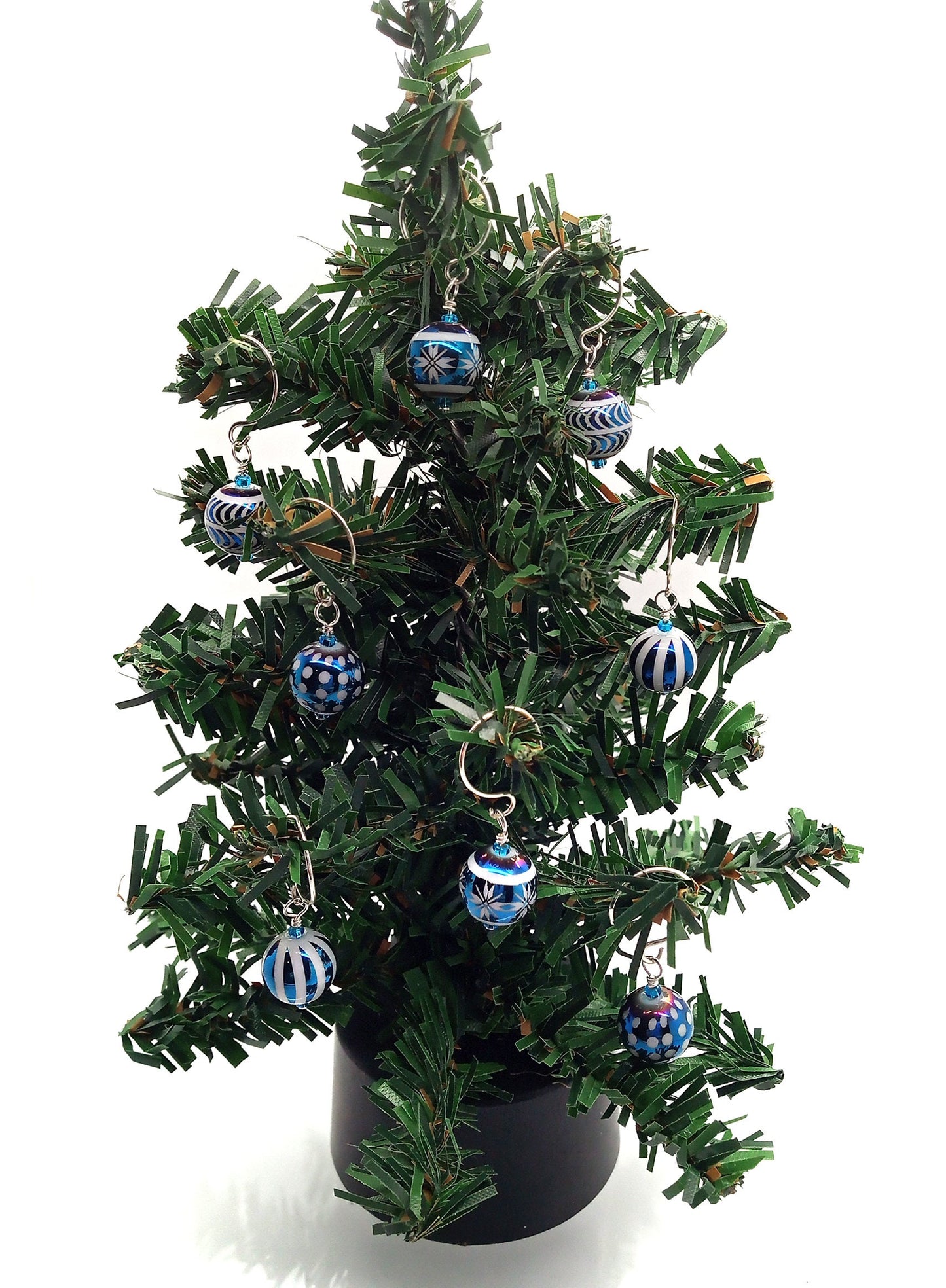 Blue Miniature Ornaments, Set of 8 Mini Glass Baubles