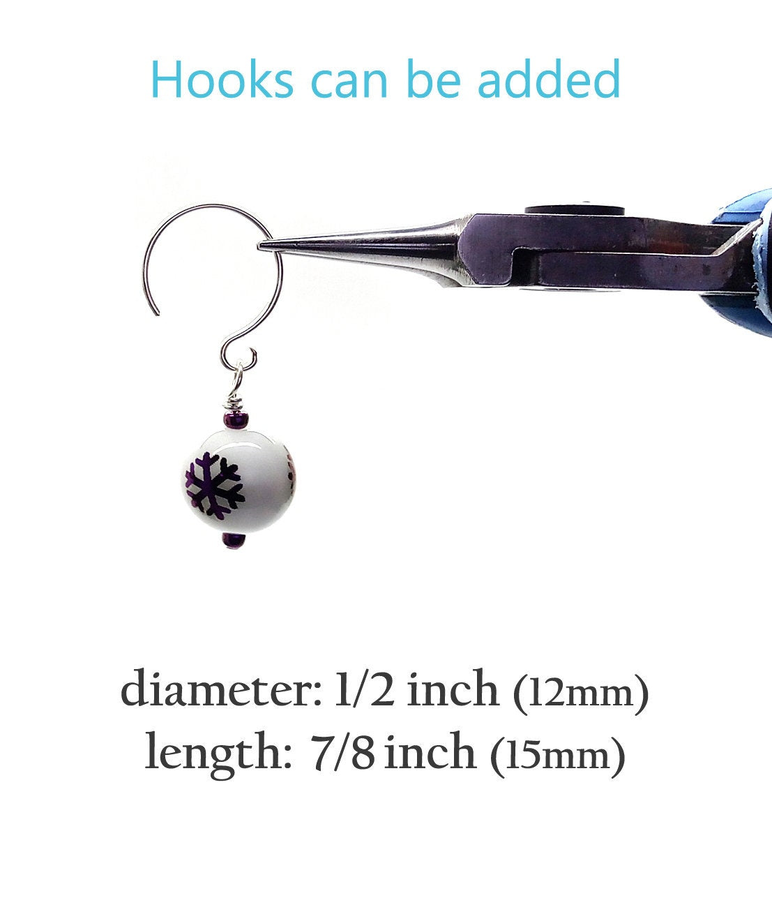 Snowflake Miniature Ornaments 8 pieces, Light Blue and White Glass Mini Baubles