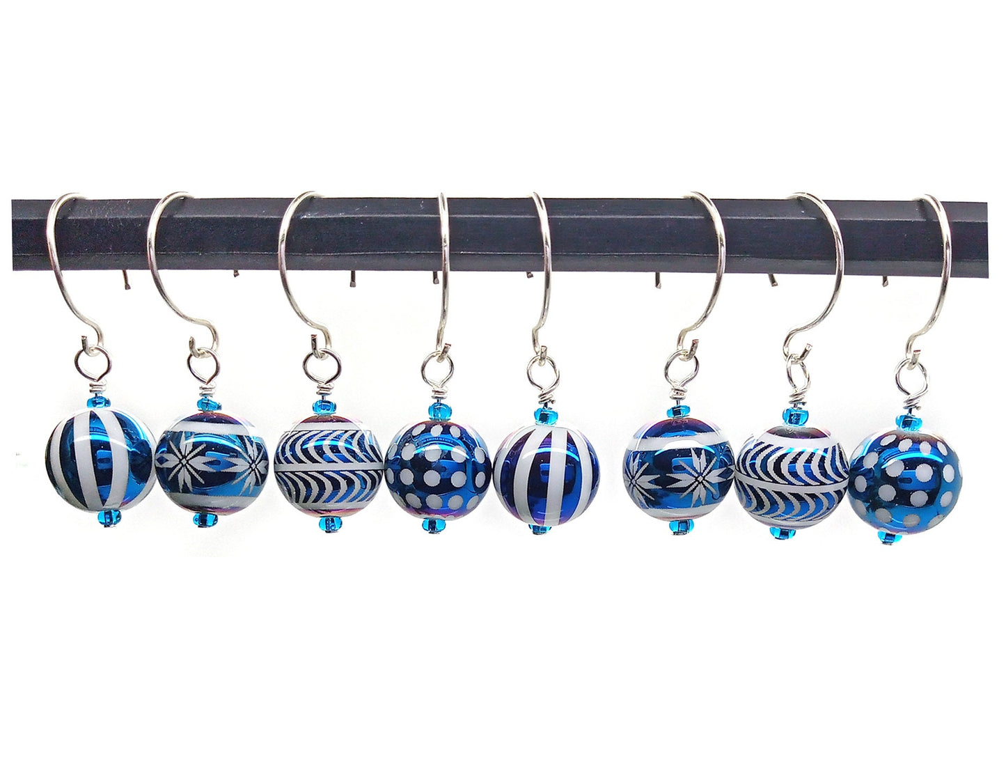 Blue Miniature Ornaments, Set of 8 Mini Glass Baubles