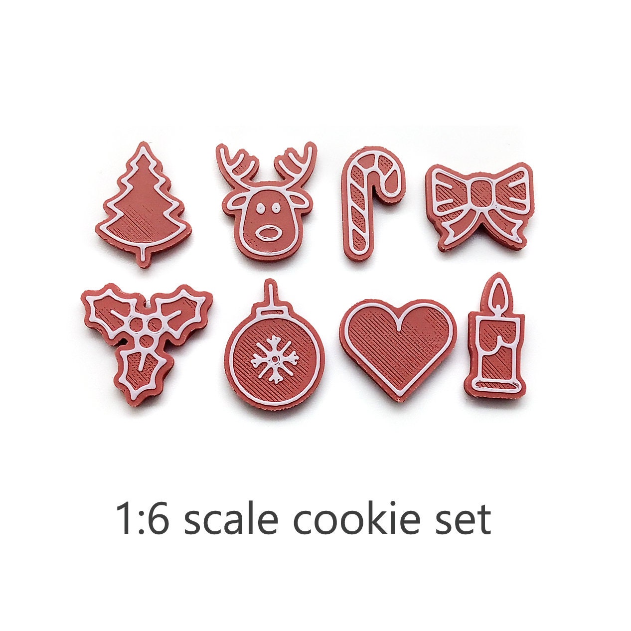 Mini Gingerbread Cookies for 1:6 Scale Dollhouse, Set of 8