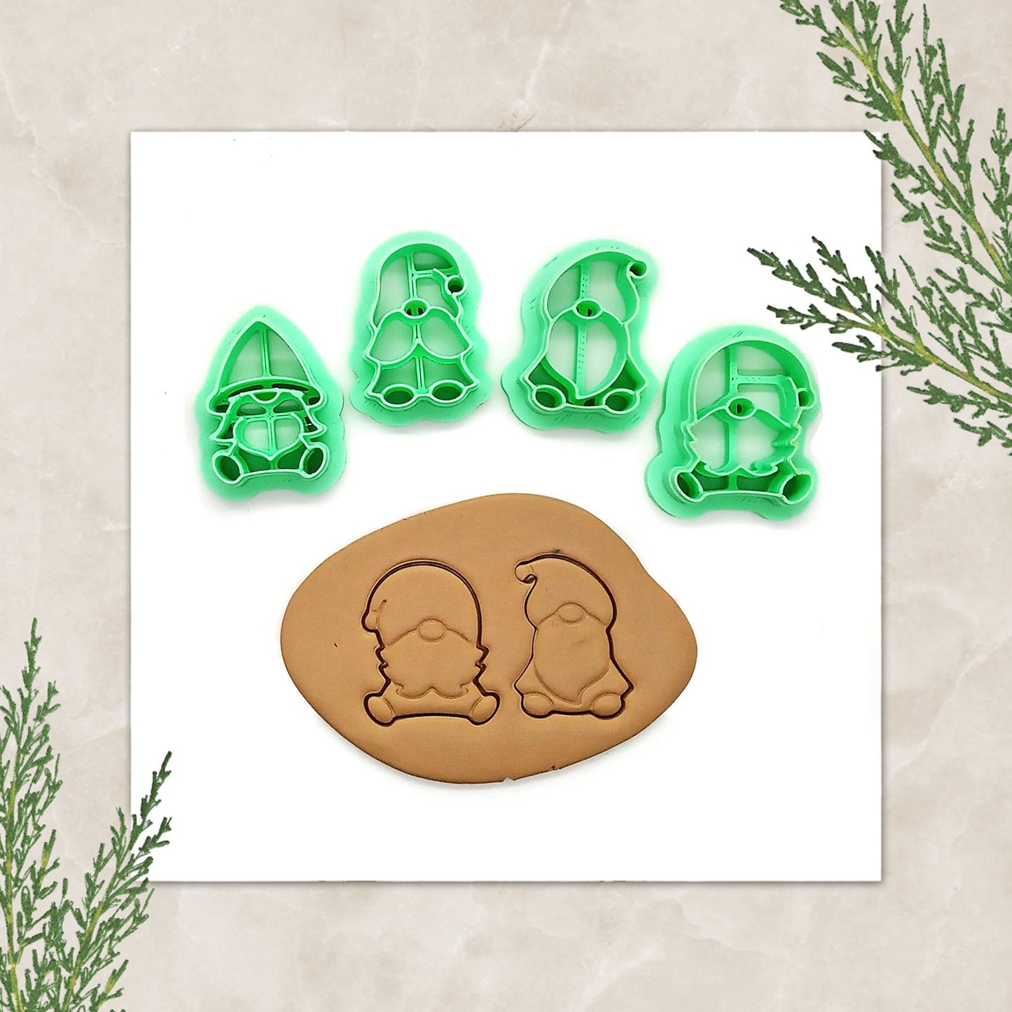 Cute Gnome Clay Cutters, Set of 4 Styles, Miniatures, 1 inch high