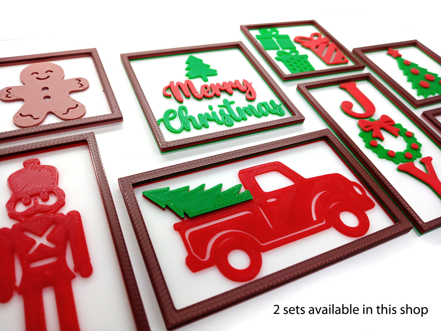 Christmas 3D Wall Art for Miniature Scenes, 1:6 Scale Tiered Tray Shelf Sitters