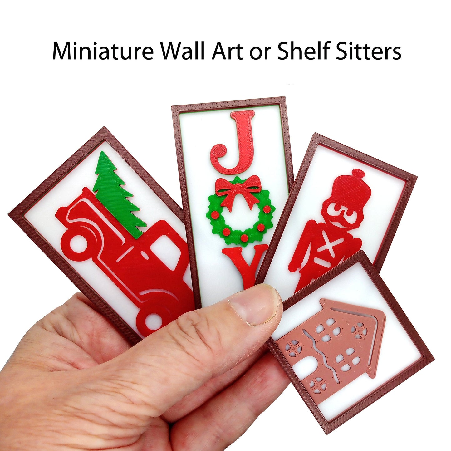 Christmas 3D Wall Art for Miniature Scenes, 1:6 Scale Tiered Tray Shelf Sitters