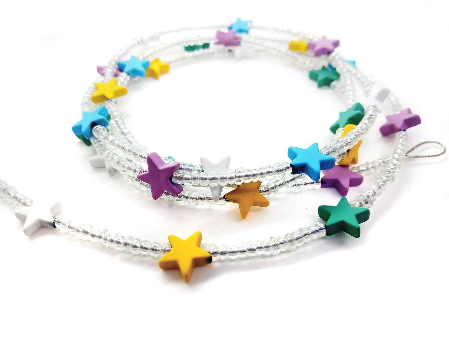 Pastel Stars Miniature Christmas Tree Garland, 3 feet long for Dollhouse or Tabletop Tree