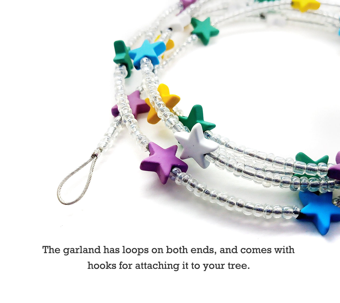 Pastel Stars Miniature Christmas Tree Garland, 3 feet long for Dollhouse or Tabletop Tree