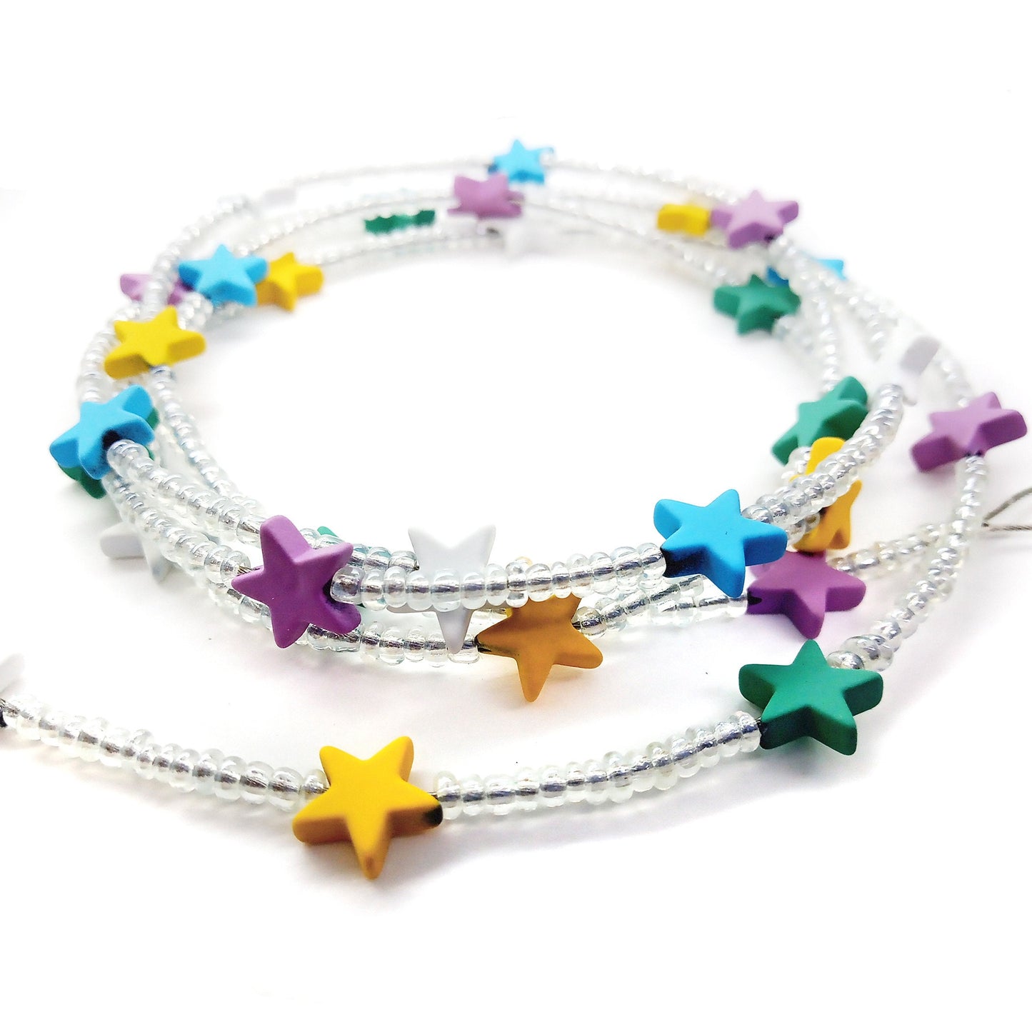 Pastel Stars Miniature Christmas Tree Garland, 3 feet long for Dollhouse or Tabletop Tree