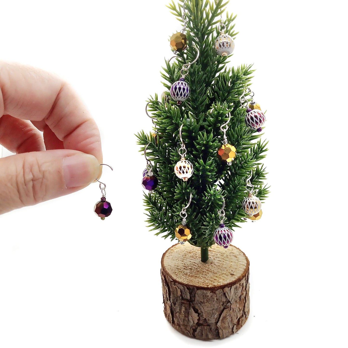 Mini Christmas Tree with Ornaments, 6.5 in tall, Trim Your Own, 1:12 scale