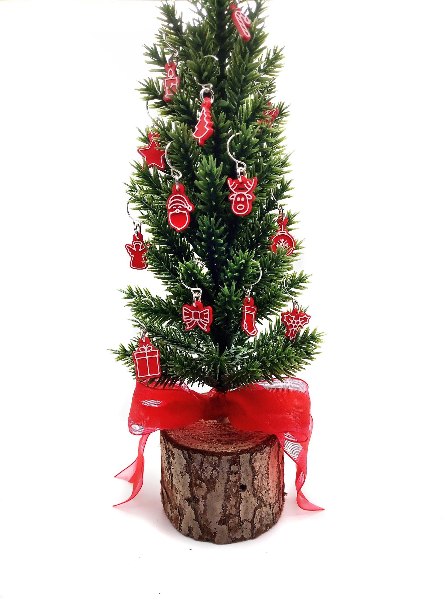 Adorable Red Ornaments for Mini Trees, Red Christmas Cookie Theme, 12 pcs