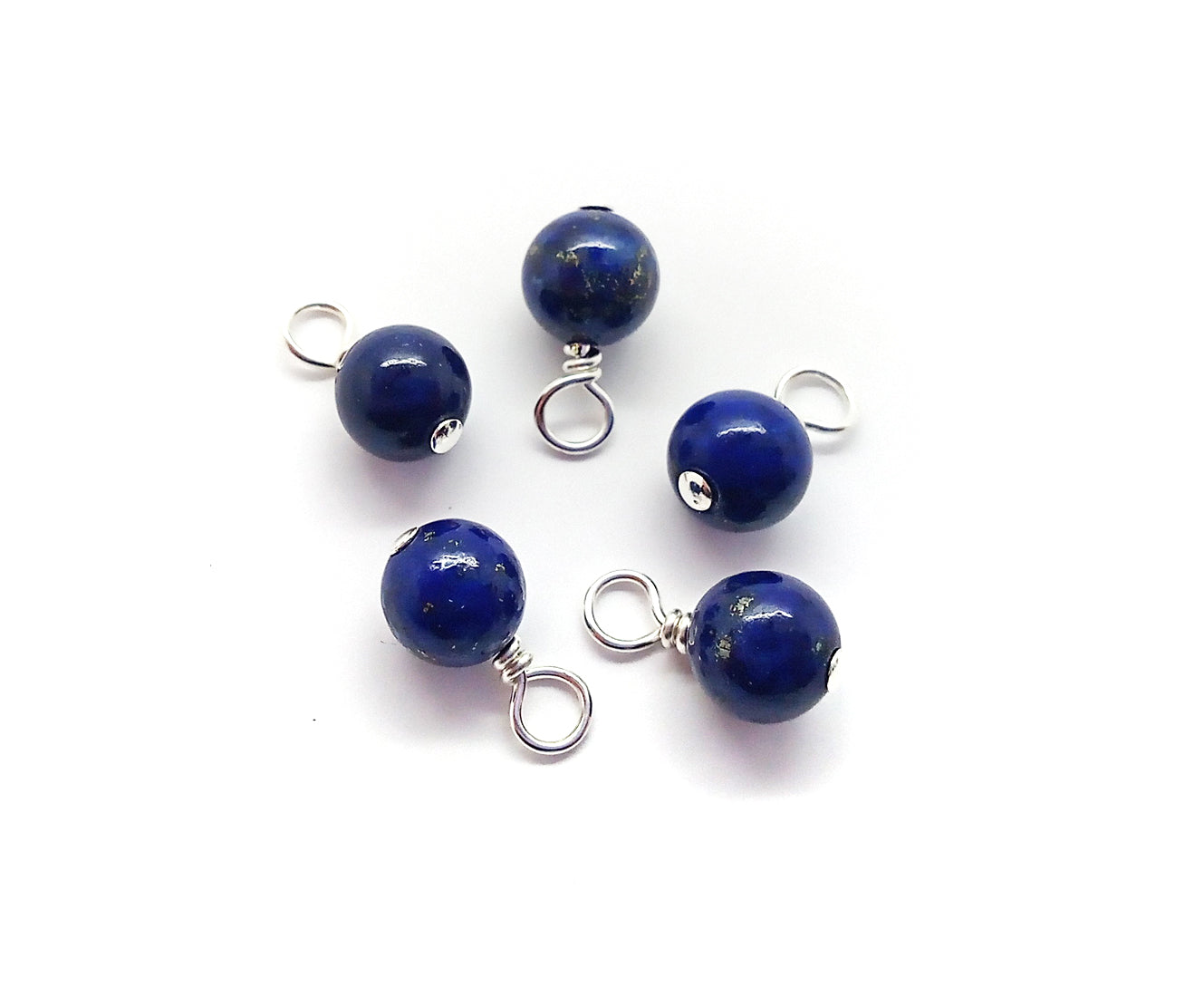 Lapis Lazuli Bead Charms, Blue 5mm - 6mm Gemstone Dangles, 10 pc