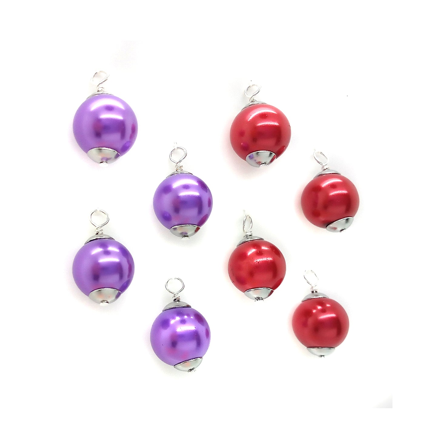 Miniature Glass Ornaments, 8 pcs, Solid Colors for Dollhouse Christmas Trees