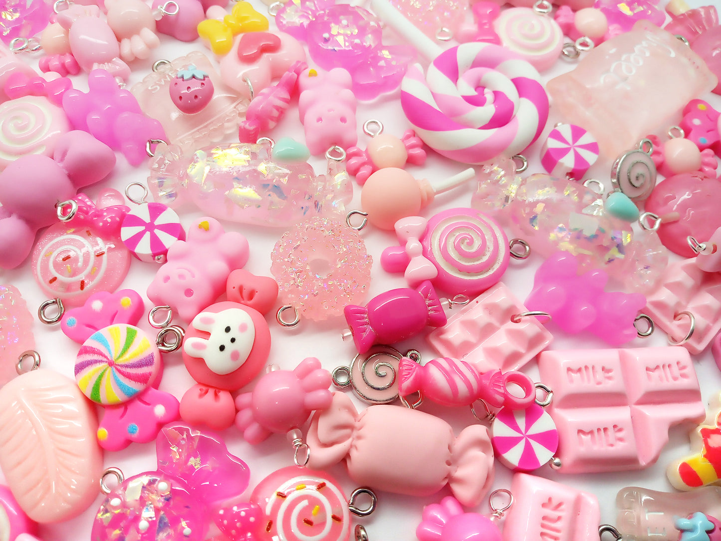 Pink Candy Charms - Mixed Sweets Lollipop Chocolate Kawaii Charms