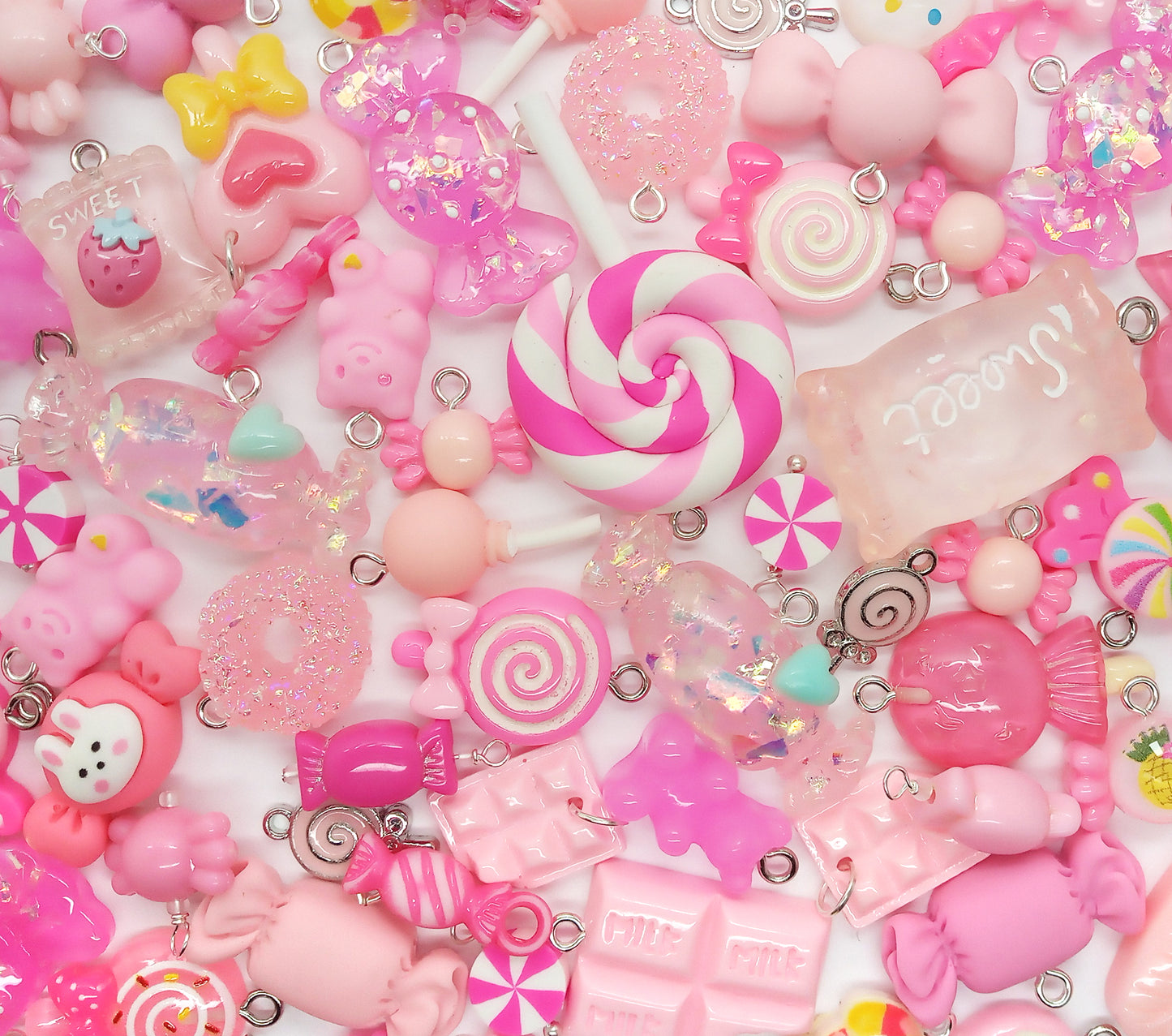 Pink Candy Charms - Mixed Sweets Lollipop Chocolate Kawaii Charms