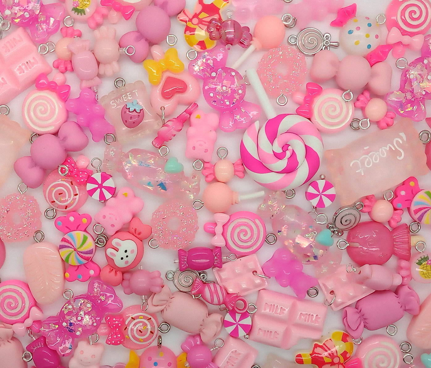 Pink Candy Charms - Mixed Sweets Lollipop Chocolate Kawaii Charms