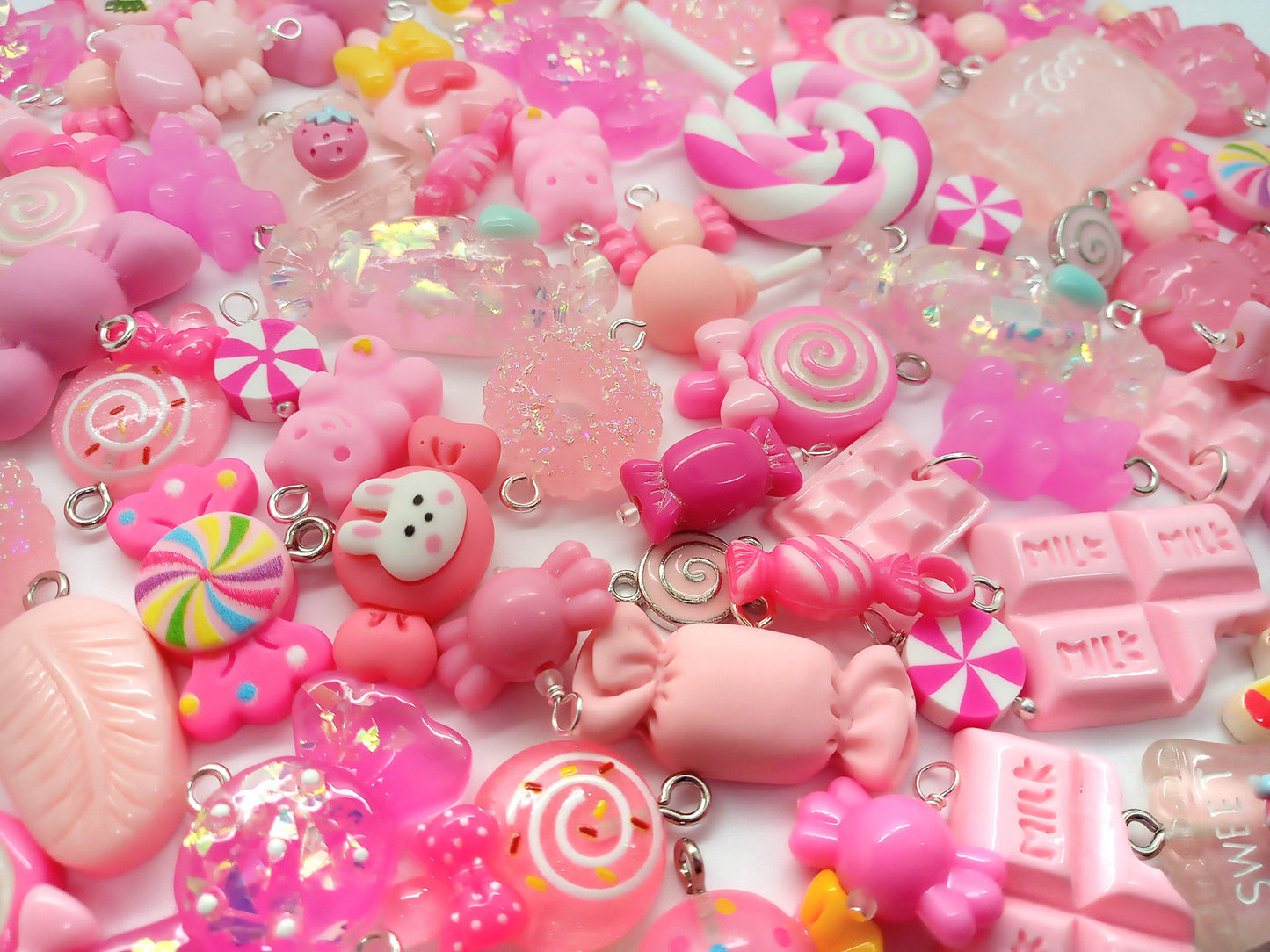 Pink Candy Charms - Mixed Sweets Lollipop Chocolate Kawaii Charms