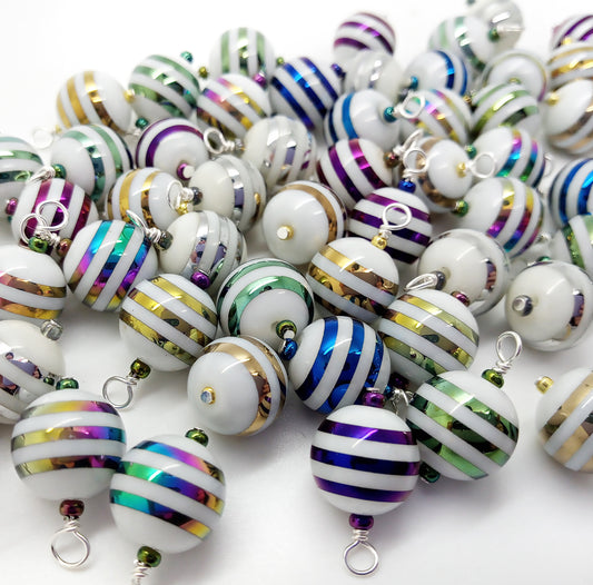 20 Striped Miniature Ornaments, Bulk Mix, Dollhouse or Tiny Christmas Trees