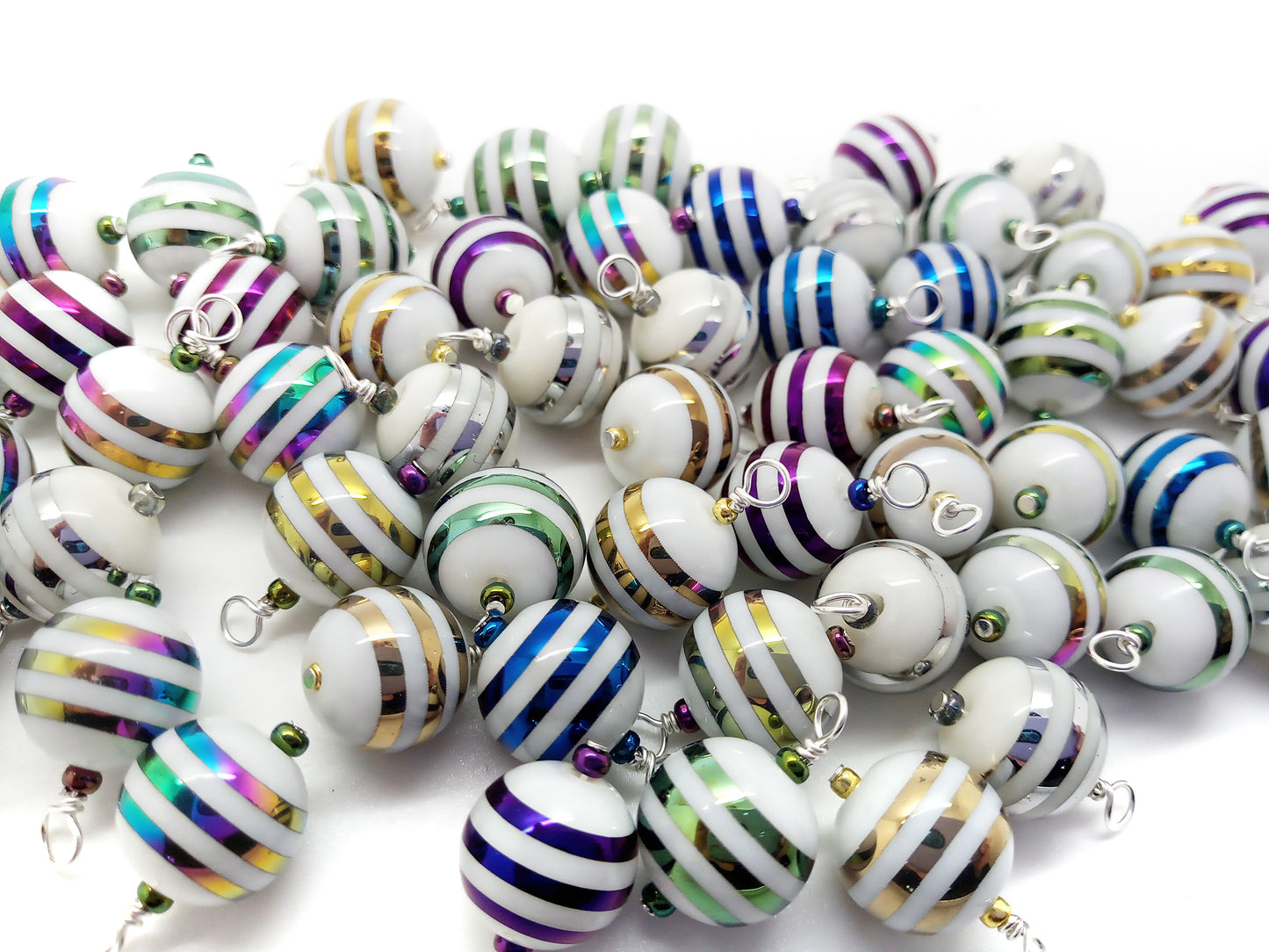 20 Striped Miniature Ornaments, Bulk Mix, Dollhouse or Tiny Christmas Trees