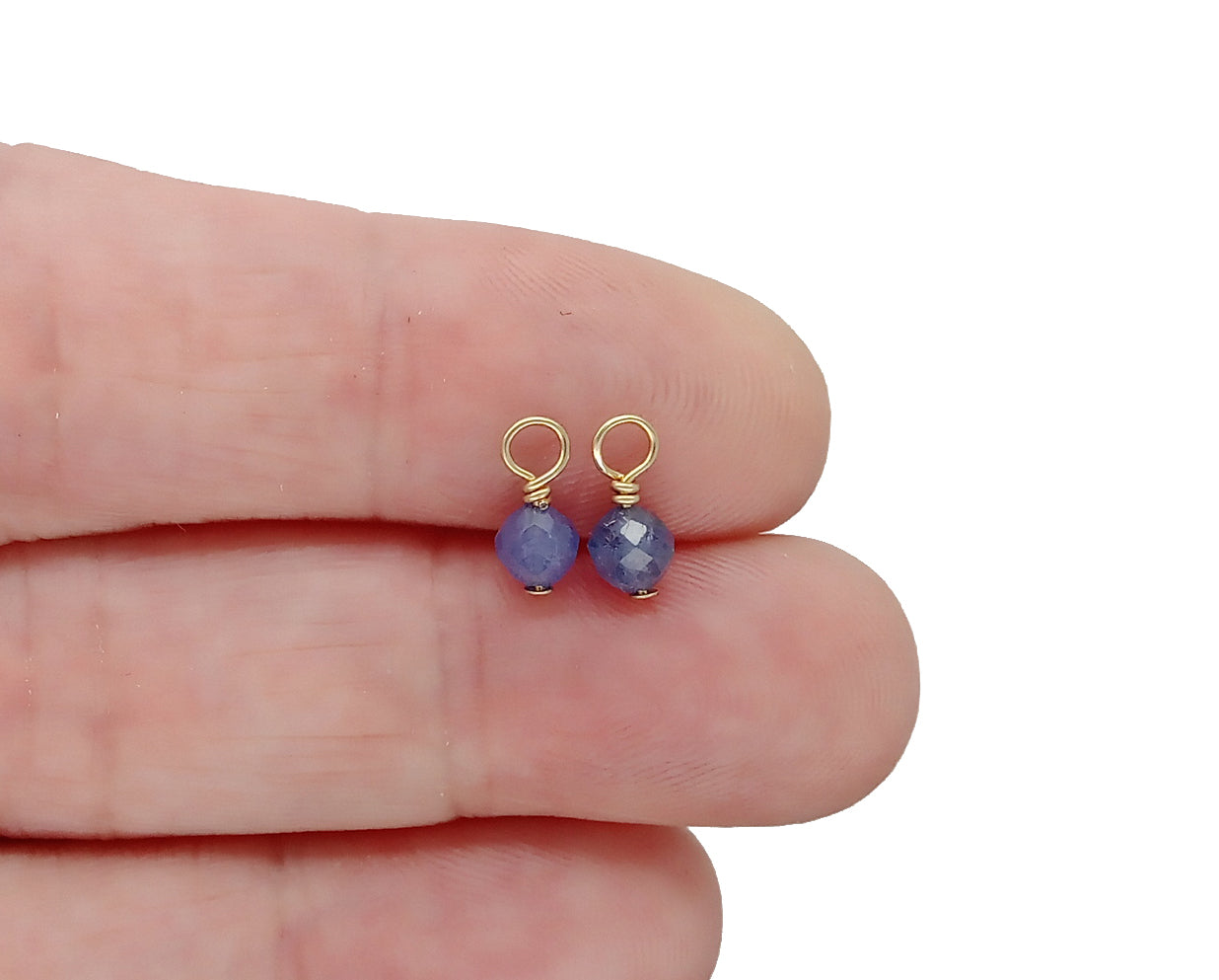 4mm Tanzanite Bead Dangles, December Birthstone Charms, Pair