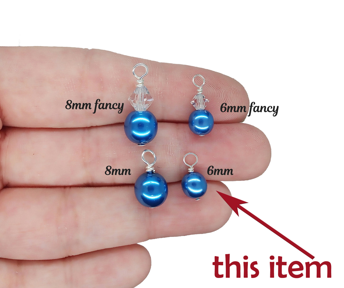 6mm Glass Pearl Dangles, 10 pc Small Bead Charms - Adorabilities Charms & Trinkets