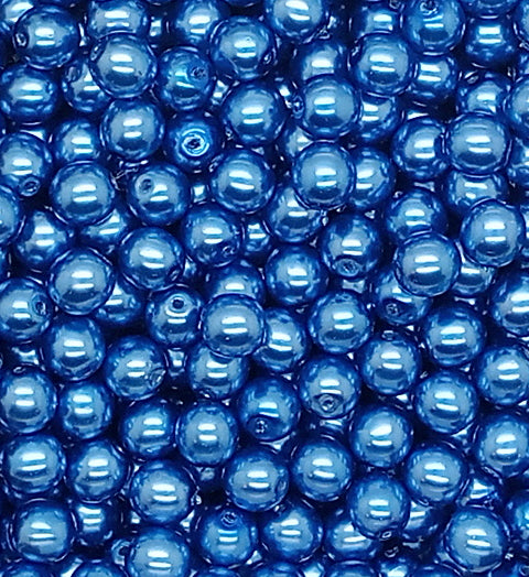 Blue 6mm Glass Pearl Dangles, 10 pc Small Bead Charms - Adorabilities Charms & Trinkets