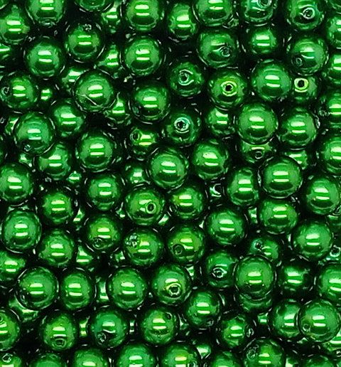 Green 6mm Glass Pearl Dangles, 10 pc Small Bead Charms - Adorabilities Charms & Trinkets