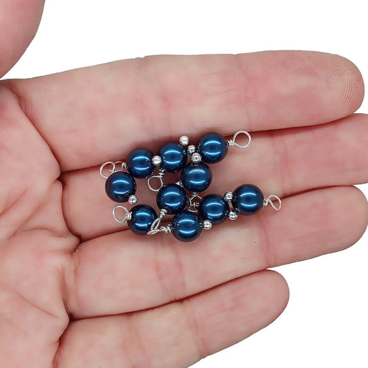 Crystal Pearl Bead Charms, Small Navy Blue 6mm Dangles - Adorabilities Charms & Trinkets