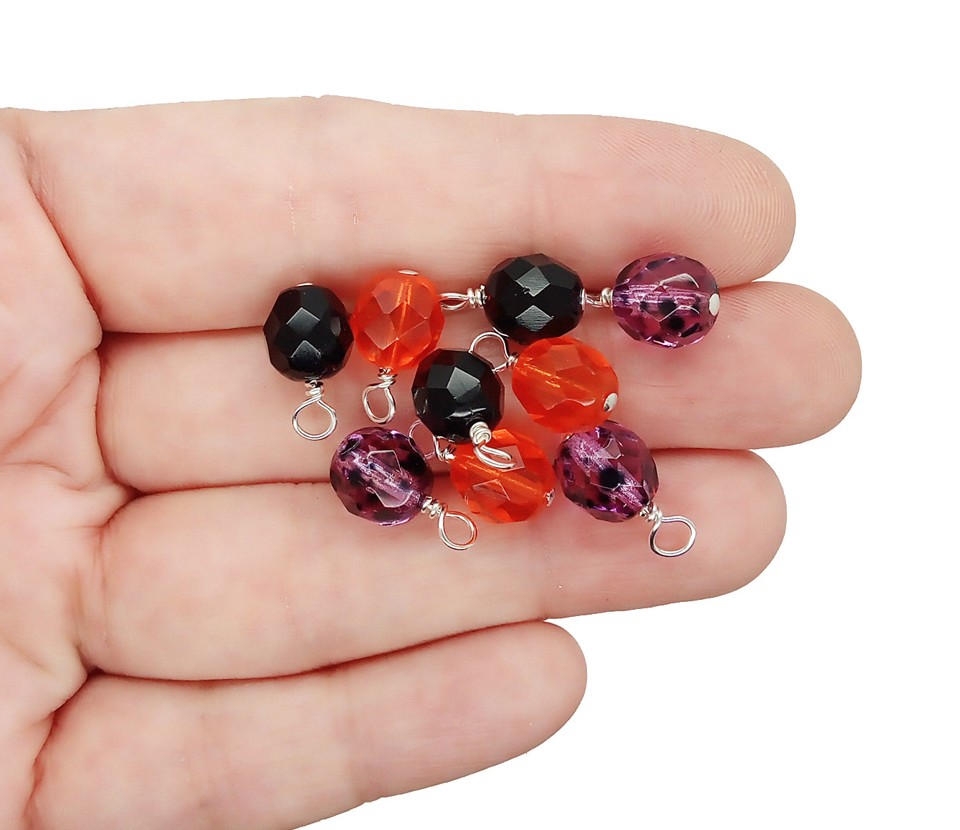 Orange Black and Purple Bead Dangles for Halloween Jewelry