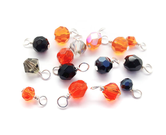 Tiny Glass Bead Dangles in Halloween Colors