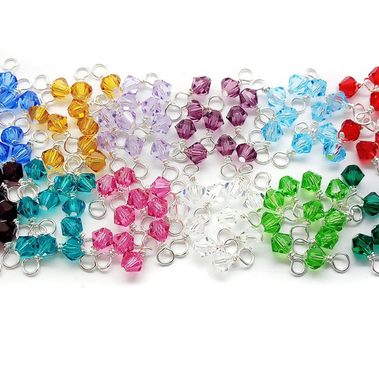 Tiny Crystal Bead Dangles, 4mm Birthstone Charms, New Colors Added