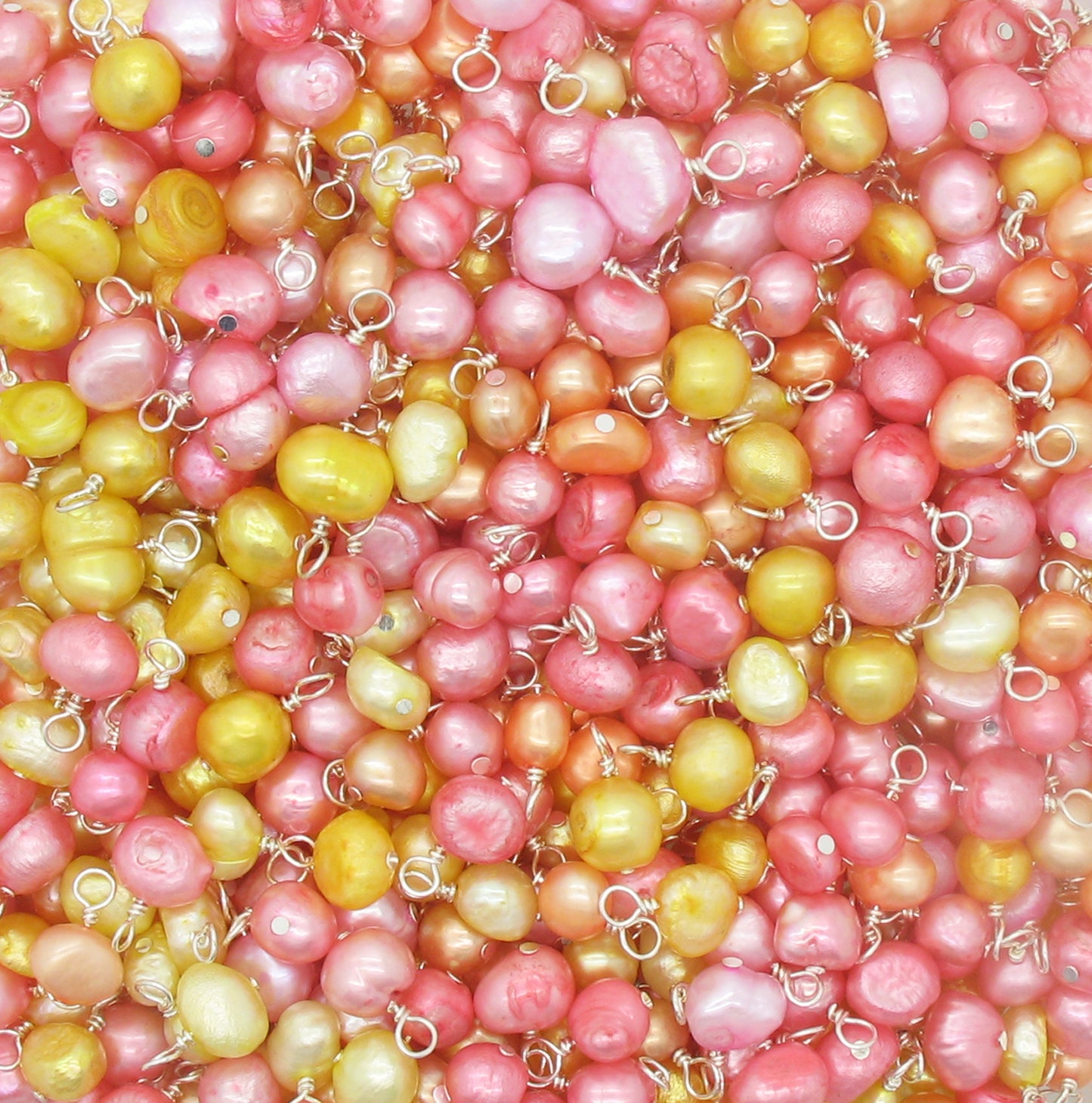Pearl Charms - Pretty Pink Orange & Yellow Freshwater Pearl Beads - Adorabilities Charms & Trinkets