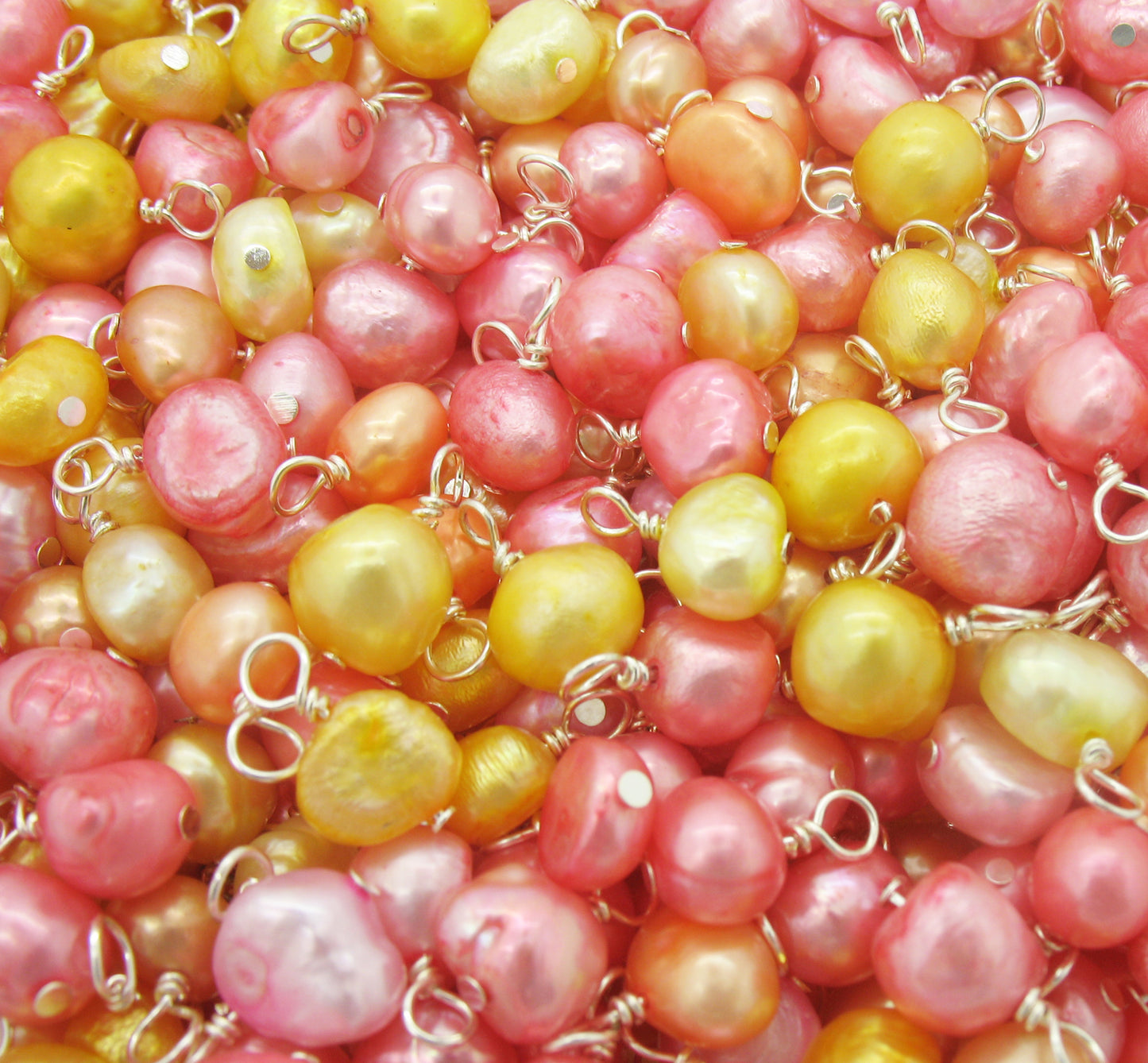 Pearl Charms - Pretty Pink Orange & Yellow Freshwater Pearl Beads - Adorabilities Charms & Trinkets